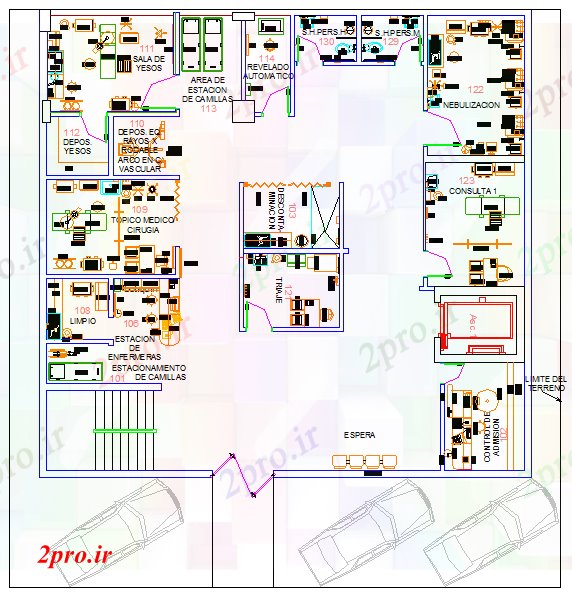 دانلود نقشه بیمارستان -  درمانگاه -  کلینیک بیمارستان ،  بیمارستان کوچک  (کد52598)