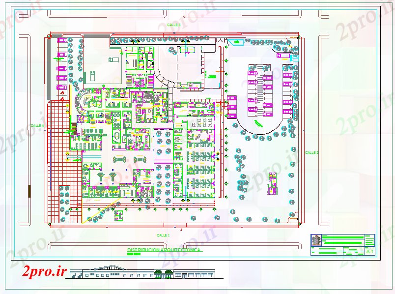 دانلود نقشه بیمارستان - درمانگاه - کلینیک طرحی بیمارستان شهری 98 در 132 متر (کد52607)