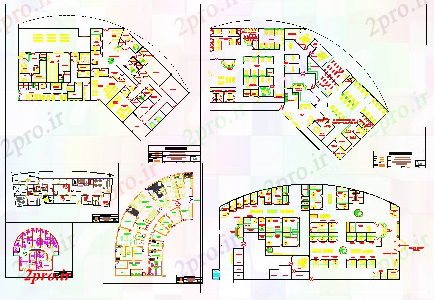 دانلود نقشه بیمارستان - درمانگاه - کلینیک طرحی بیمارستان منحنی 47 در 50 متر (کد52613)