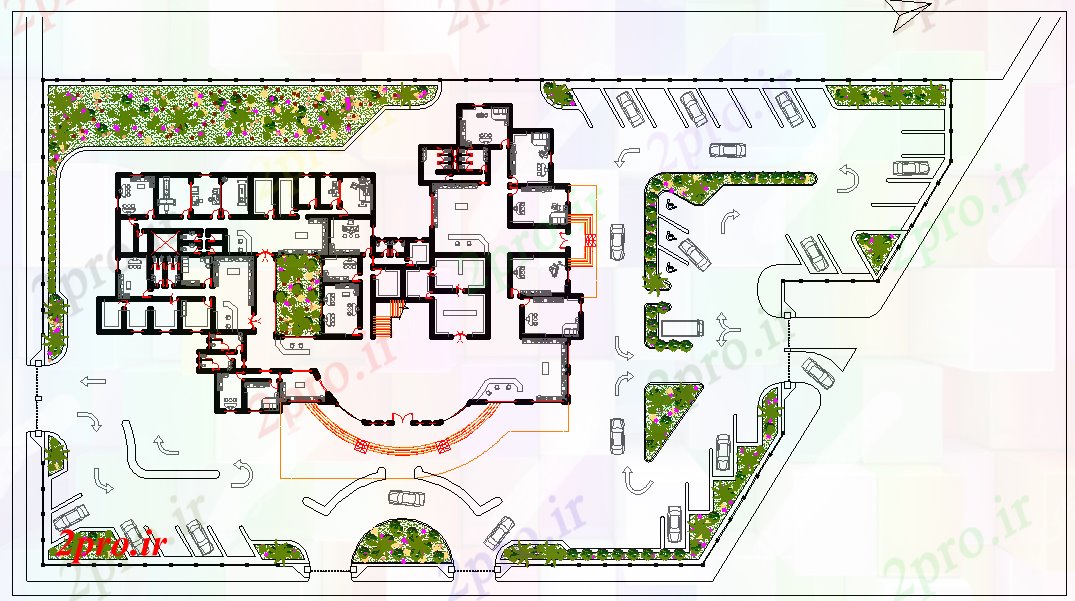 دانلود نقشه بیمارستان - درمانگاه - کلینیک طرحی بیمارستان ساده 35 در 60 متر (کد52614)