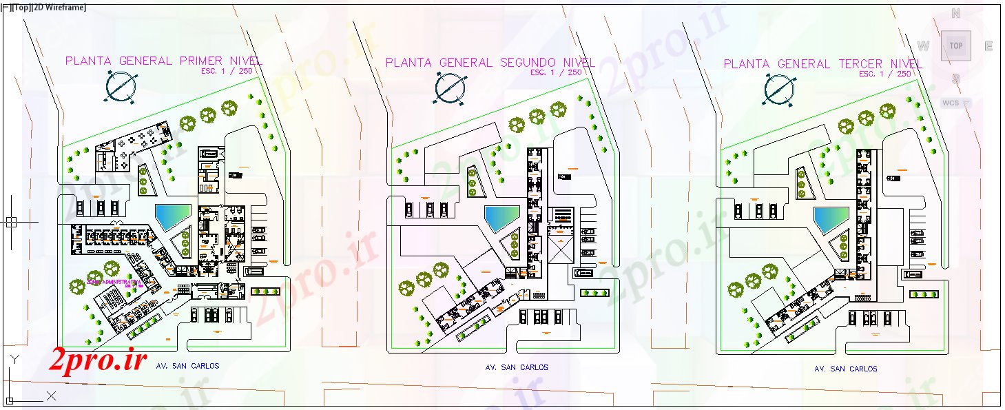دانلود نقشه بیمارستان - درمانگاه - کلینیک طرحی بیمارستان مدرن 54 در 71 متر (کد52620)
