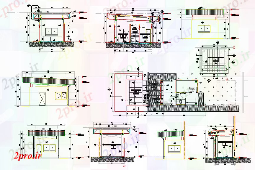 دانلود نقشه مسکونی ، ویلایی ، آپارتمان طرحی از گارد خانه، طراحی خانه های امنیتی گارد 8 در 12 متر (کد52633)