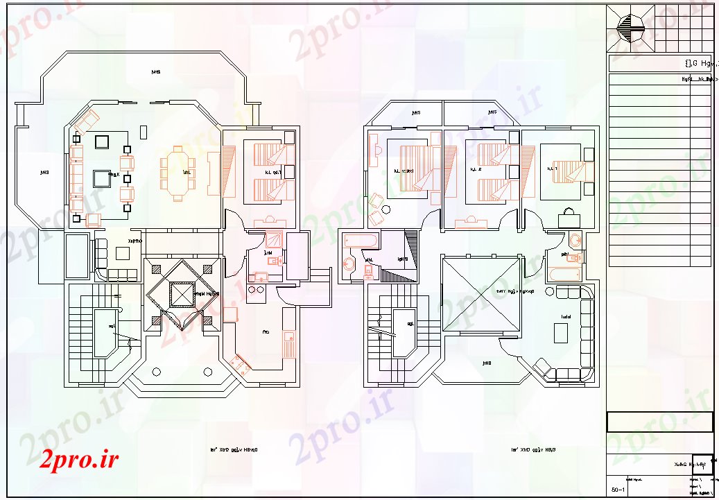 دانلود نقشه خانه های کوچک ، نگهبانی ، سازمانی - طراحی داخلی خانه های ویلایی طرح 11 در 13 متر (کد52666)