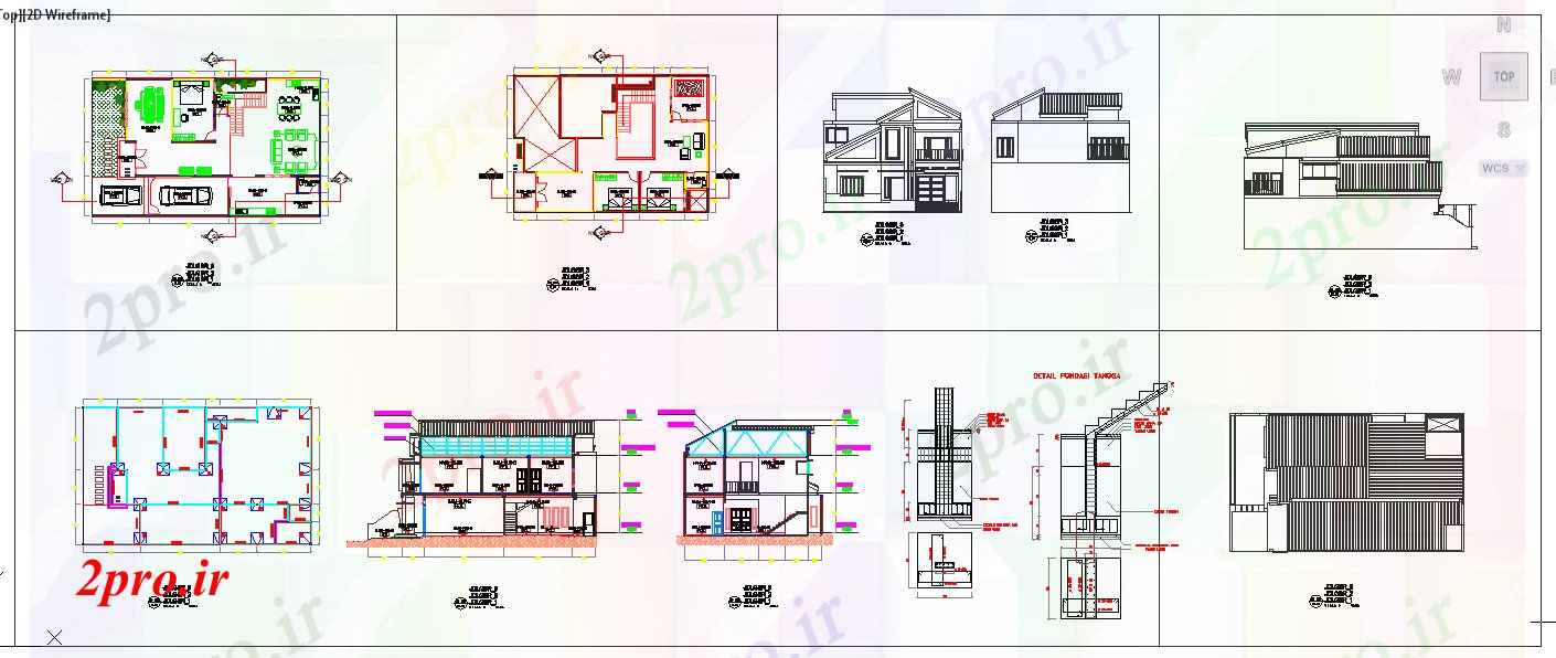 دانلود نقشه مسکونی ، ویلایی ، آپارتمان خانه جزئیات 12 در 20 متر (کد52681)