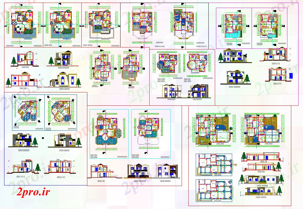 دانلود نقشه خانه های کوچک ، نگهبانی ، سازمانی - طراحی خانه های ویلایی 13 در 14 متر (کد52705)