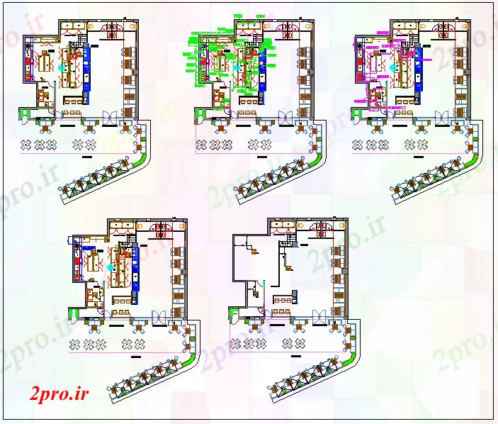 دانلود نقشه هتل - رستوران - اقامتگاه طرحی رزرو رستوران 12 در 14 متر (کد52718)