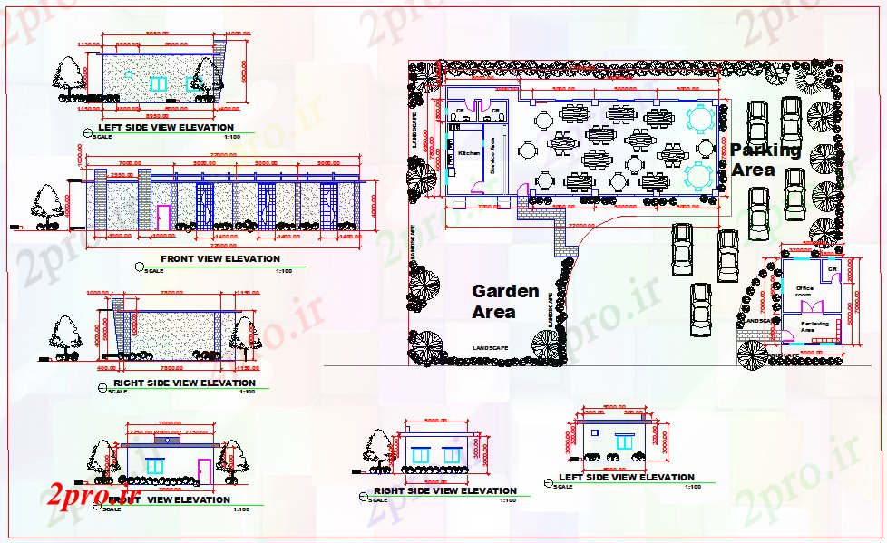 دانلود نقشه هتل - رستوران - اقامتگاه طرحی رستوران کوچک 9 در 22 متر (کد52720)