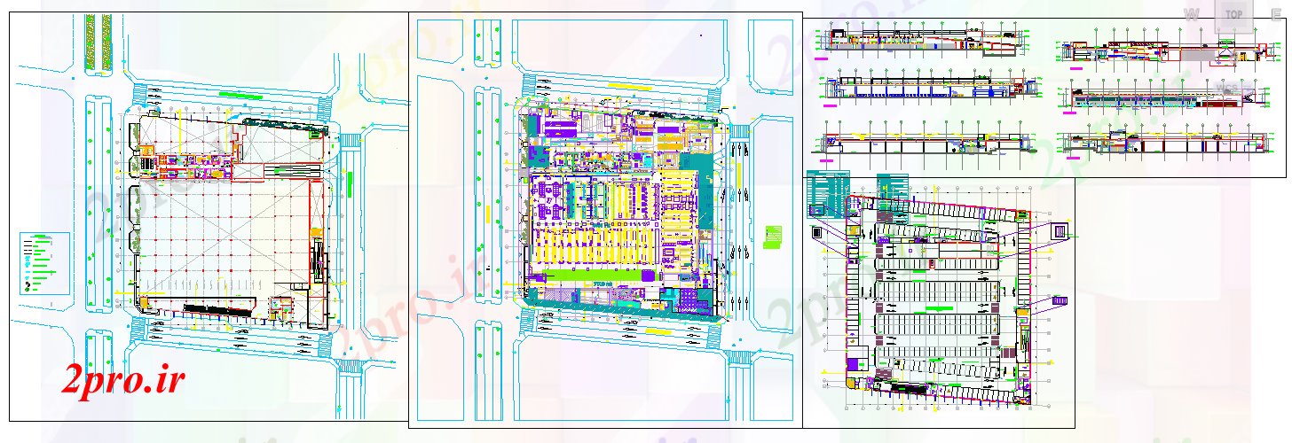 دانلود نقشه هایپر مارکت - مرکز خرید - فروشگاه طرحی مدرن مرکز خرید 90 در 95 متر (کد52740)