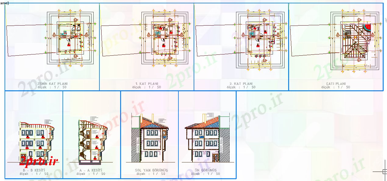 دانلود نقشه مسکونی ، ویلایی ، آپارتمان طراحی معماری خانه خانواده 16 در 20 متر (کد52767)