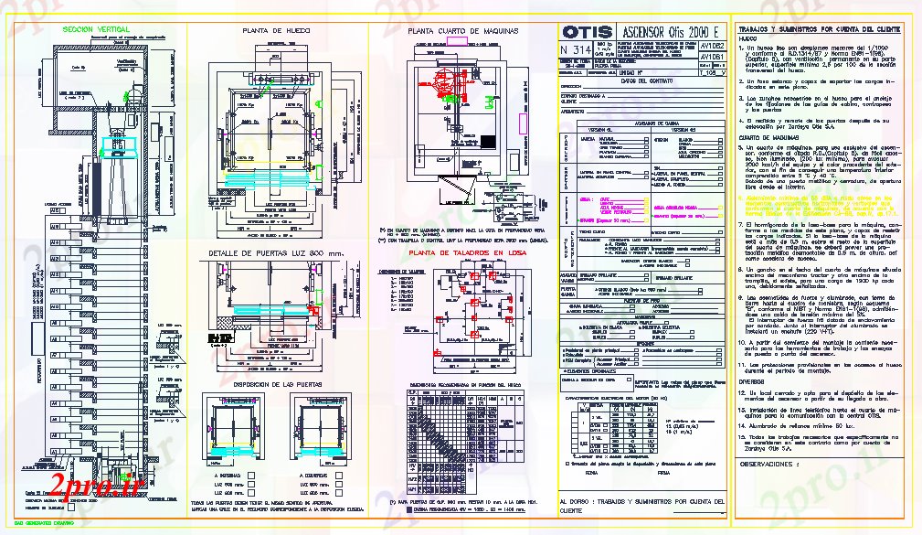 دانلود نقشه  جزئیات آسانسور و   طرحی  (کد52771)