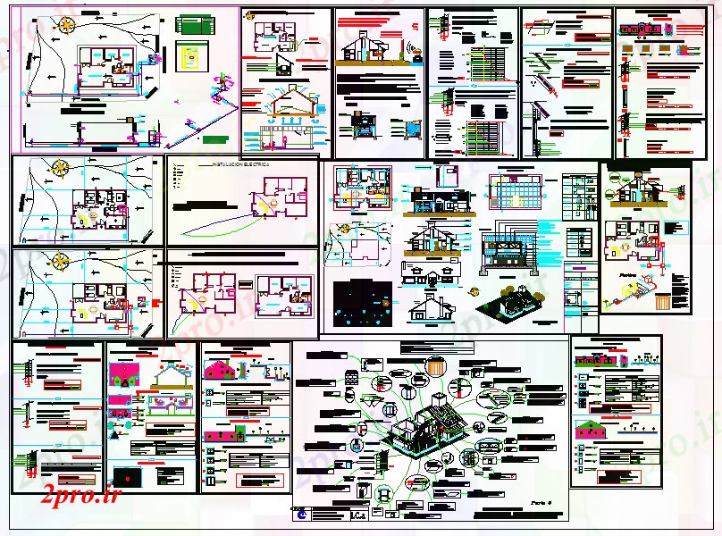 دانلود نقشه مسکونی ، ویلایی ، آپارتمان طرحی جزئیات خانه الکتریک 9 در 13 متر (کد52789)