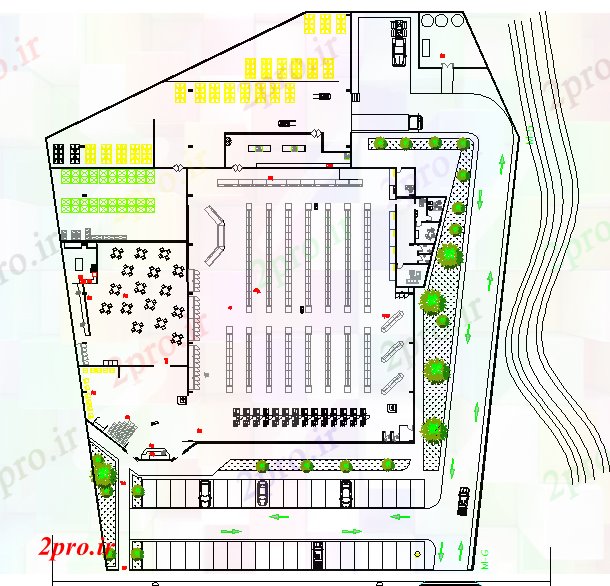 دانلود نقشه هایپر مارکت - مرکز خرید - فروشگاه طرحی بازار فوق العاده 59 در 76 متر (کد52801)