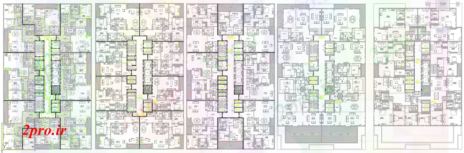 دانلود نقشه مسکونی  ، ویلایی ، آپارتمان  طراحی برج طبقه (کد52812)