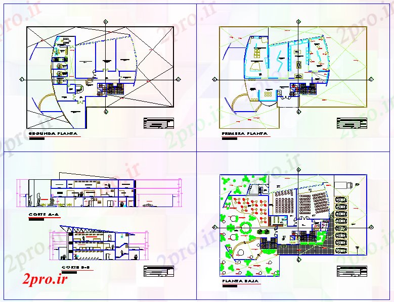 دانلود نقشه ساختمان دولتی ، سازمانی موزه هنر مدرن طرح 27 در 37 متر (کد52823)