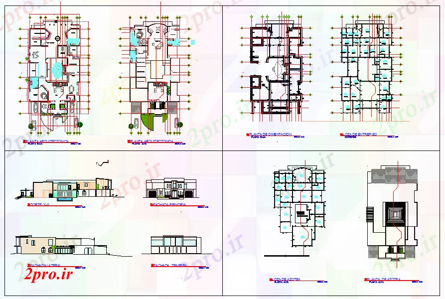 دانلود نقشه مسکونی ، ویلایی ، آپارتمان طرحی خانواده محل اقامت 21 در 38 متر (کد52831)