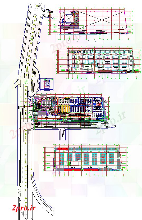 دانلود نقشه هایپر مارکت - مرکز خرید - فروشگاه مدرن طرحی بازار فوق العاده 50 در 130 متر (کد52857)