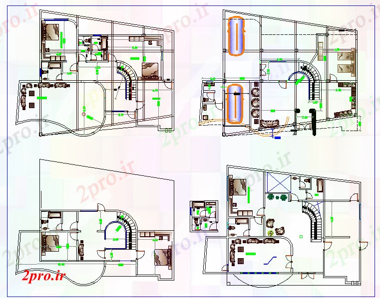 دانلود نقشه خانه های کوچک ، نگهبانی ، سازمانی - طرحی طبقه خانه های ویلایی 14 در 16 متر (کد52859)