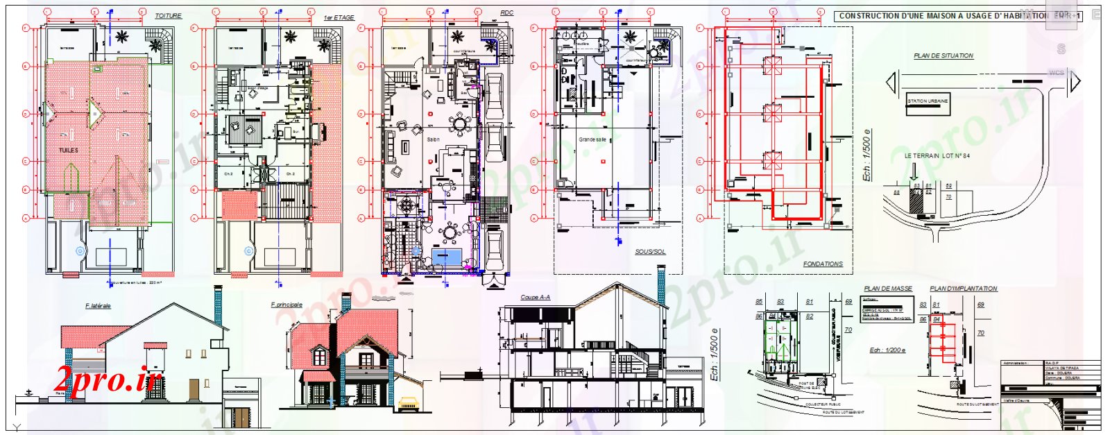 دانلود نقشه خانه های کوچک ، نگهبانی ، سازمانی - طراحی ویلا 10 در 20 متر (کد52861)