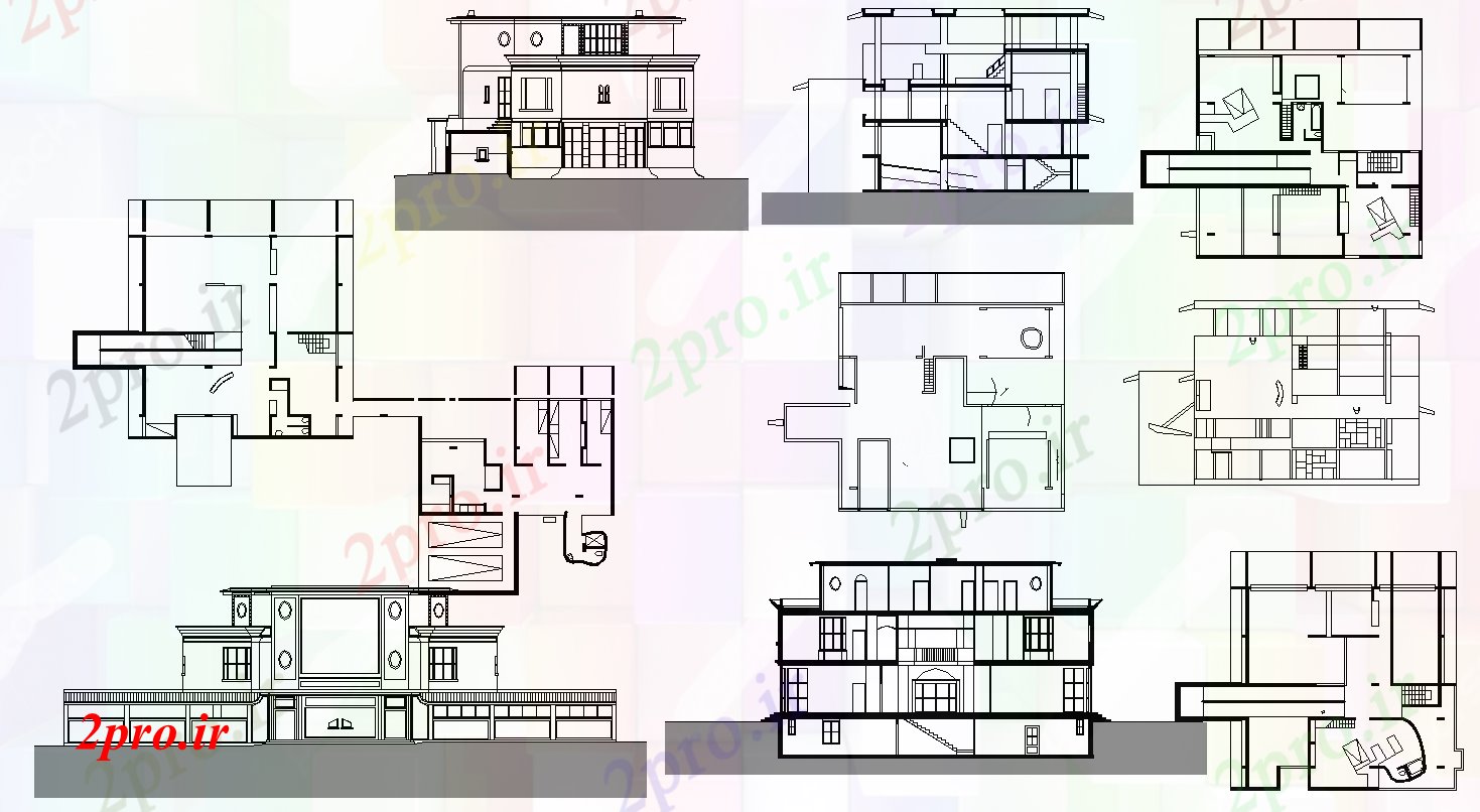 دانلود نقشه مسکونی ، ویلایی ، آپارتمان جزئیات خانه 18 در 19 متر (کد52862)