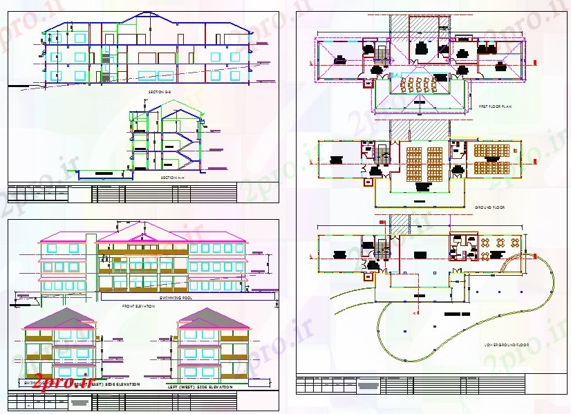 دانلود نقشه خانه های کوچک ، نگهبانی ، سازمانی - طرحی مدرن خانه های ویلایی 18 در 42 متر (کد52870)