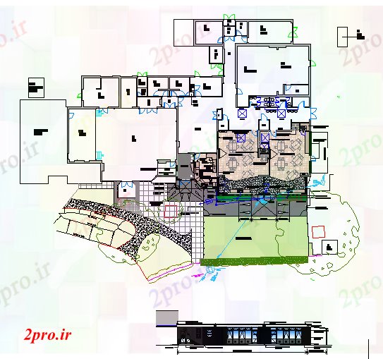 دانلود نقشه دانشگاه ، آموزشکده ، مدرسه ، هنرستان ، خوابگاه - طرحی مدرسه فرمت طراحی 26 در 44 متر (کد52926)