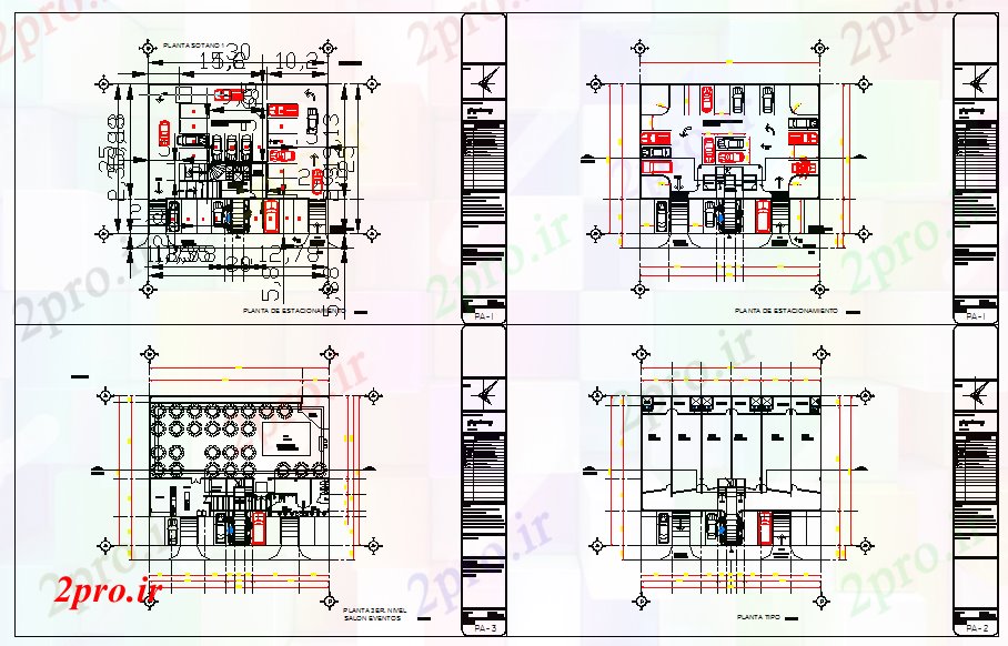 دانلود نقشه هتل - رستوران - اقامتگاه طرحی سالن حزب 25 در 30 متر (کد52934)