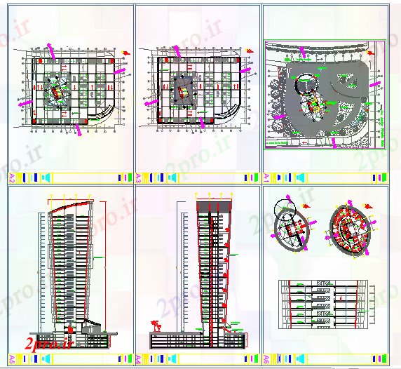 دانلود نقشه ساختمان اداری - تجاری - صنعتی دفتر طراحی برج (کد52971)