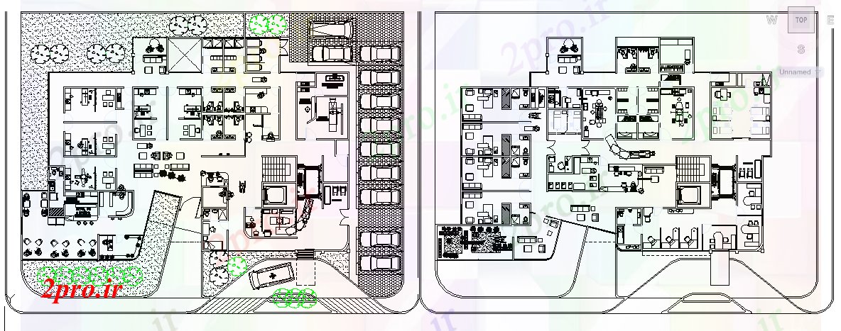 دانلود نقشه بیمارستان - درمانگاه - کلینیک کلینیک دراز کردن 22 در 35 متر (کد52972)