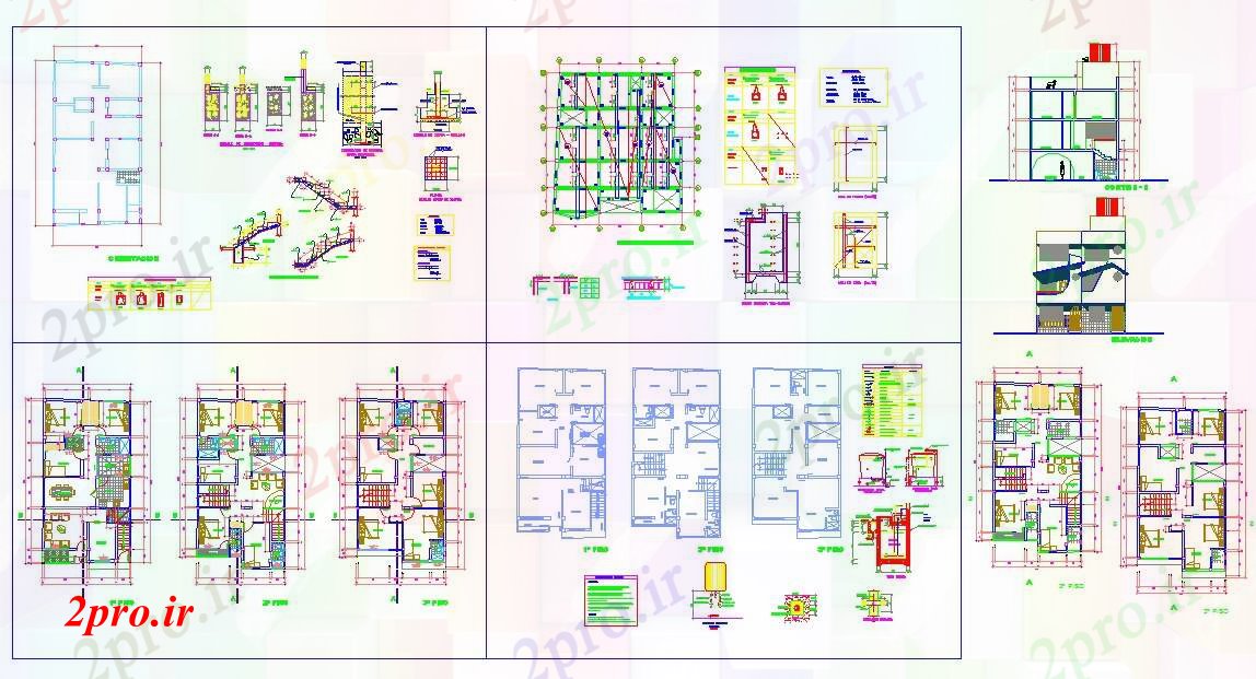 دانلود نقشه دانشگاه ، آموزشکده ، مدرسه ، هنرستان ، خوابگاه - طرحی خوابگاه مدرسه 7 در 15 متر (کد52980)