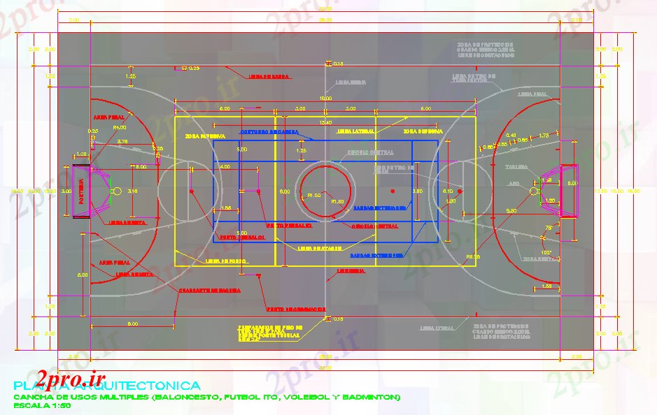 دانلود نقشه ورزشگاه ، سالن ورزش ، باشگاه ورزشی طرحی دادگاه (کد52991)