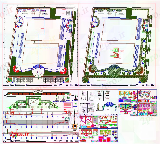 دانلود نقشه ورزشگاه ، سالن ورزش ، باشگاه ورزش پروژه مرکز 5 در 10 متر (کد53017)