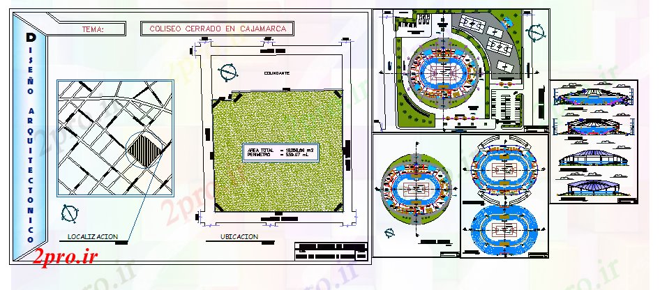 دانلود نقشه ورزشگاه ، سالن ورزش ، باشگاه ورزشی جزئیات مرکز 55 در 74 متر (کد53022)