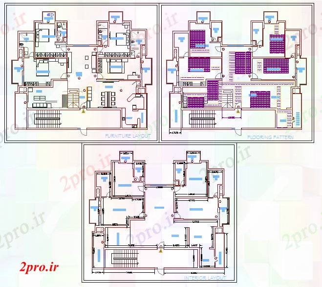 دانلود نقشه خانه مسکونی ، ویلاداخلی دراز کردن برای خانه 17 در 19 متر (کد53031)