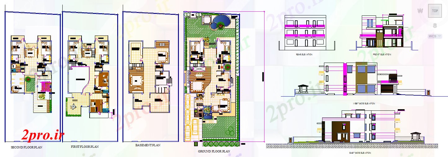 دانلود نقشه خانه های کوچک ، نگهبانی ، سازمانی - مسکونی طراحی ویلایی 14 در 25 متر (کد53040)