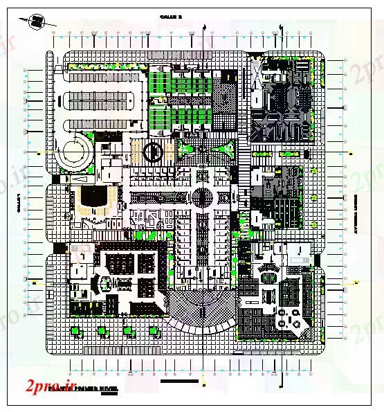 دانلود نقشه هایپر مارکت - مرکز خرید - فروشگاه مرکز خرید طراحی 160 در 173 متر (کد53072)