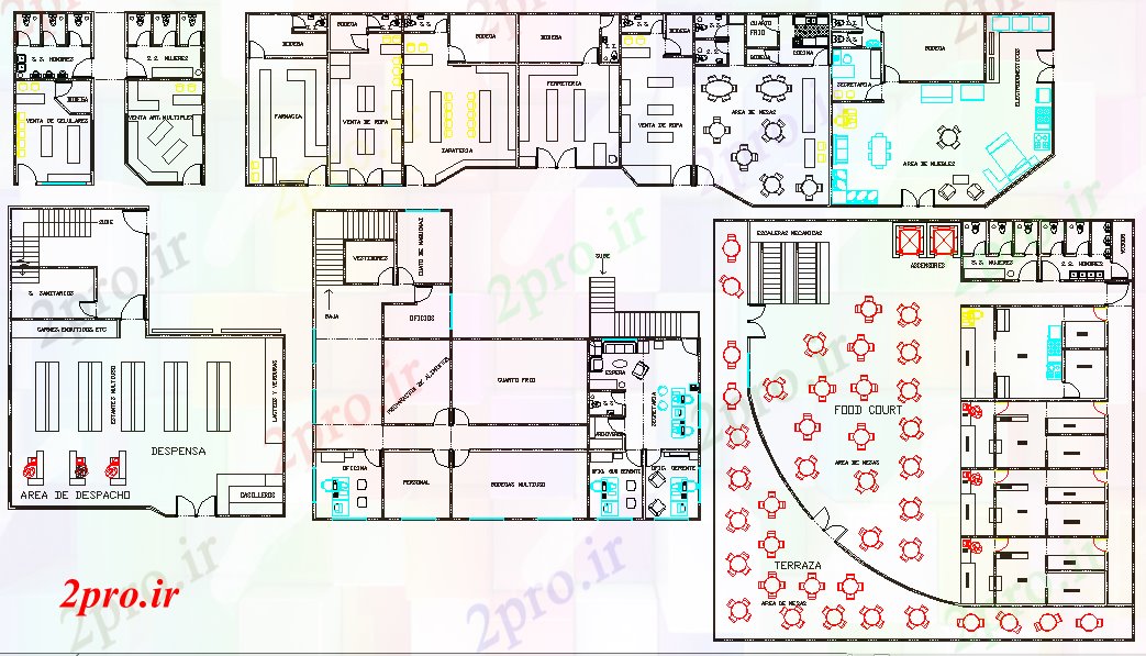 دانلود نقشه هتل - رستوران - اقامتگاه مرکز تجاری با رستوران 10 در 47 متر (کد53081)