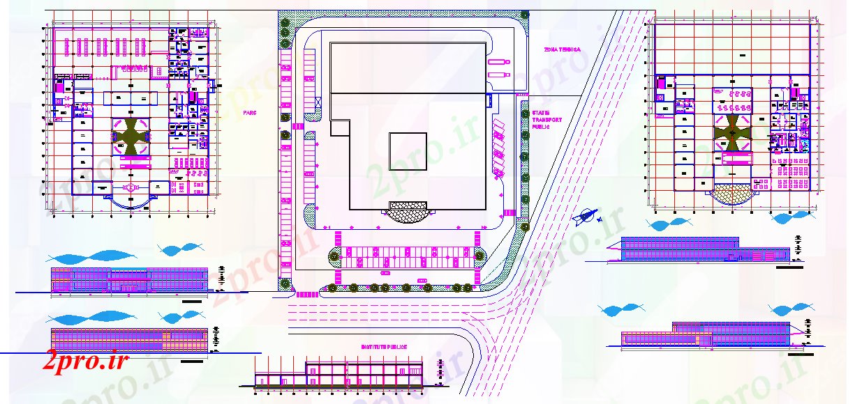 دانلود نقشه هایپر مارکت - مرکز خرید - فروشگاه مرکز تجاری طراحی 76 در 79 متر (کد53087)