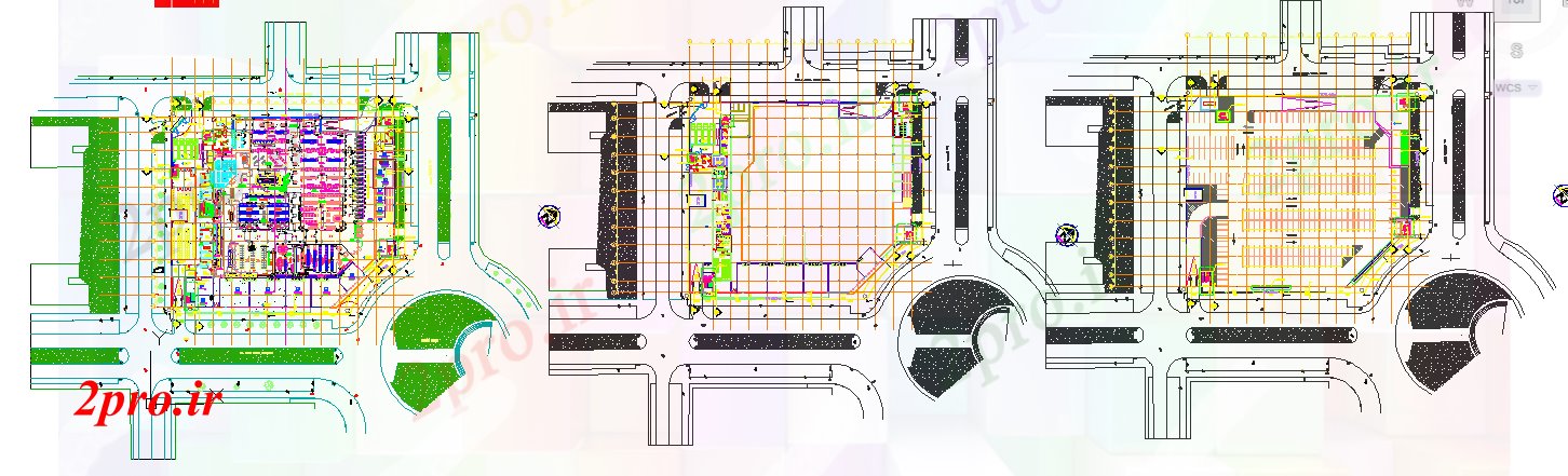 دانلود نقشه هایپر مارکت - مرکز خرید - فروشگاه مرکز خرید طراحی کف 87 در 102 متر (کد53090)