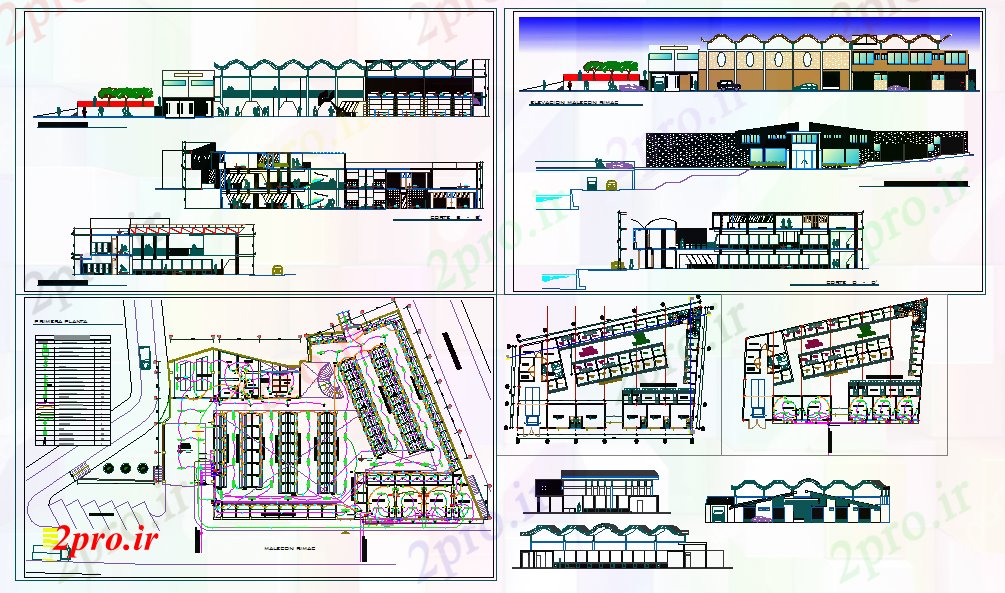 دانلود نقشه هایپر مارکت - مرکز خرید - فروشگاه جزئیات خرید بازار 30 در 46 متر (کد53097)