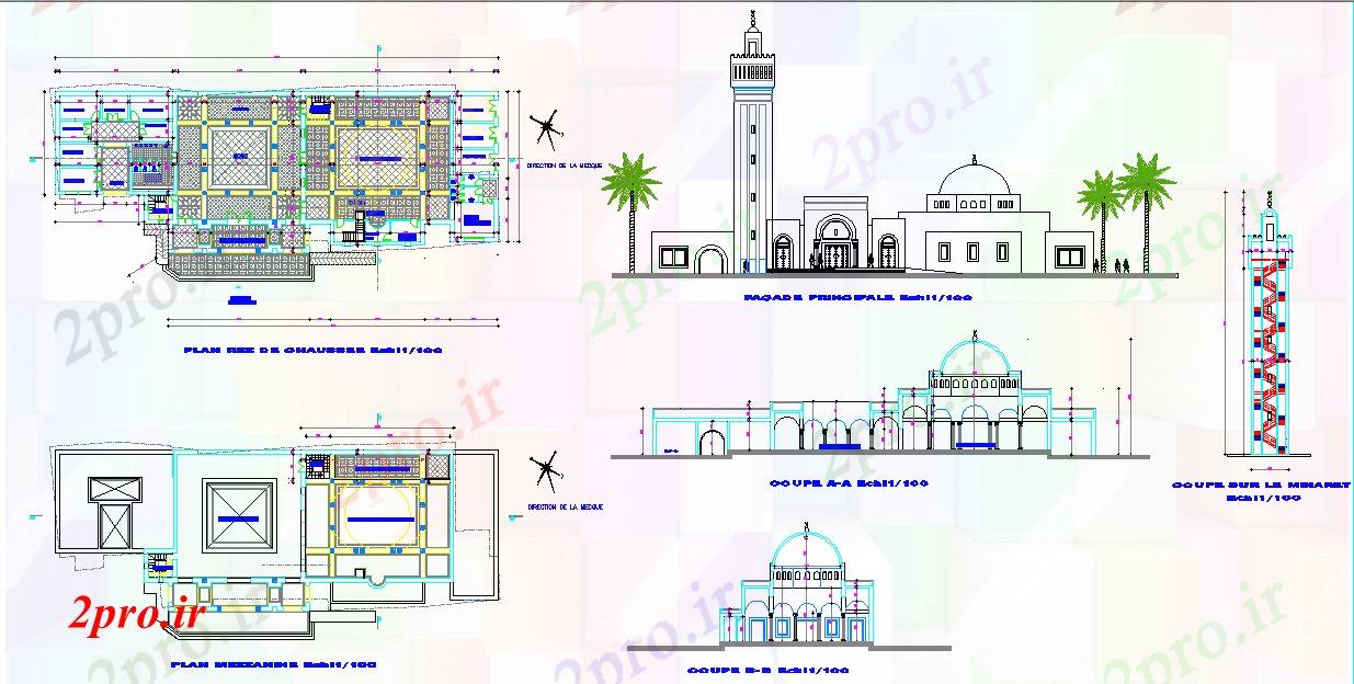 دانلود نقشه کلیسا - معبد - مکان مذهبی جزئیات Musjid (کد53115)
