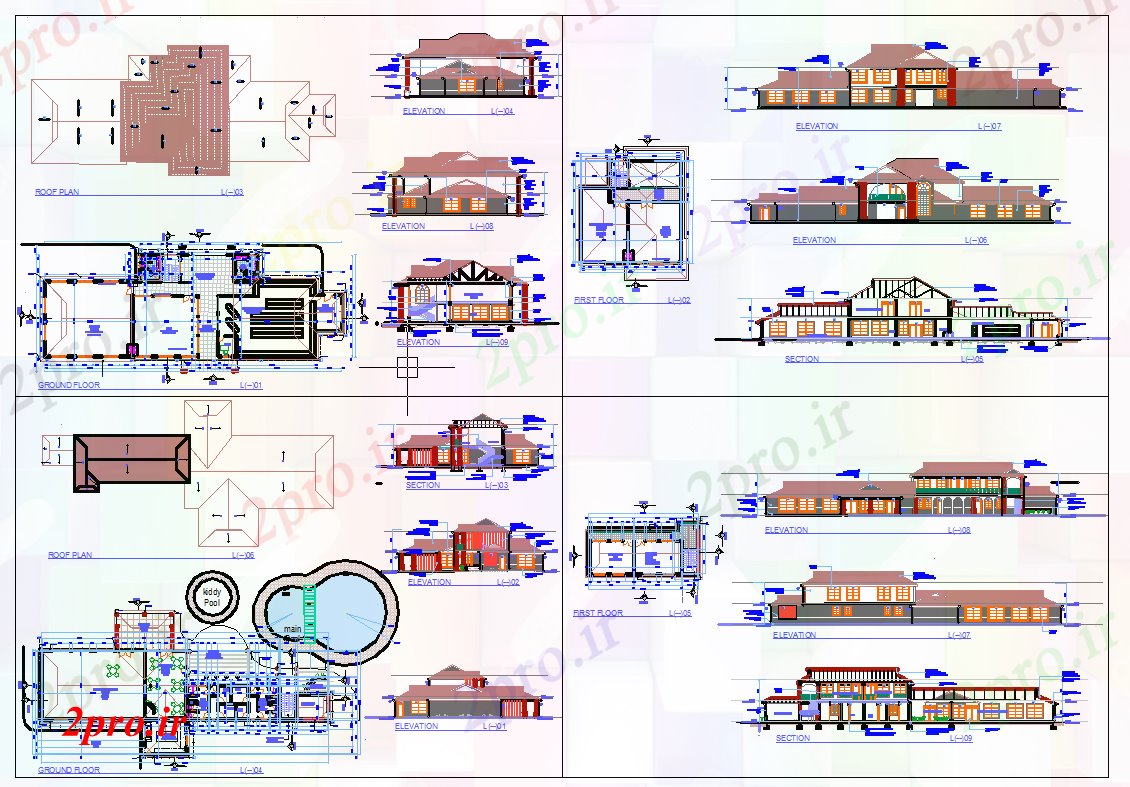 دانلود نقشه باشگاه پروژه مدرن باشگاه خانه 17 در 46 متر (کد53121)