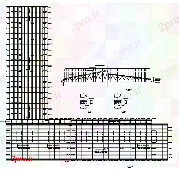 دانلود نقشه پلان مقطعی فلزی سقف جزئیات ساختار (کد53147)