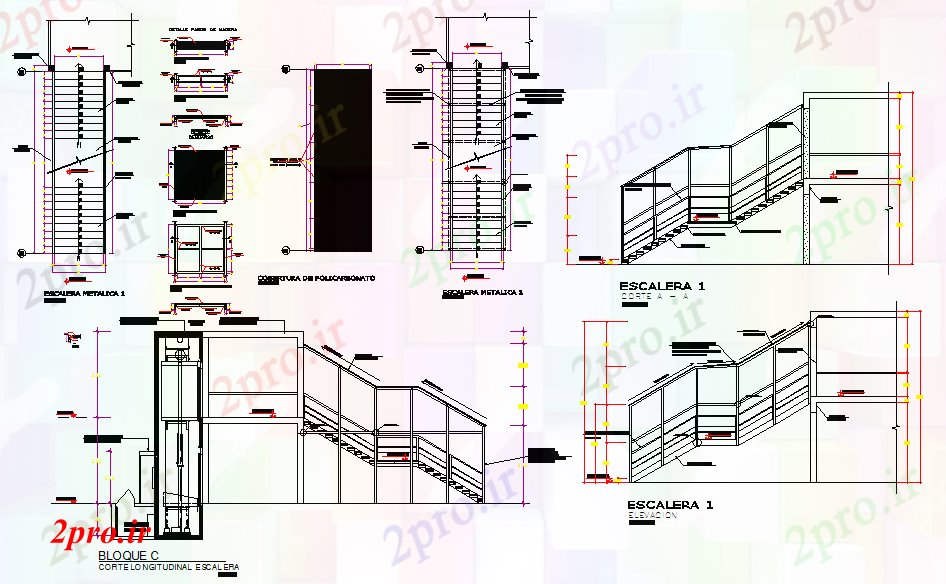 دانلود نقشه  جزئیات آسانسور و   پله طراحی  (کد53157)