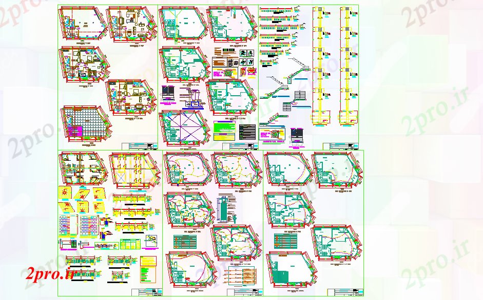 دانلود نقشه خانه های کوچک ، نگهبانی ، سازمانی - طراحی خانه های ویلایی پروژه 16 در 22 متر (کد53165)