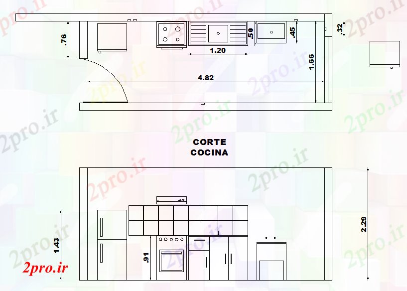 دانلود نقشه آشپزخانه  طراحی داخلی (کد53180)