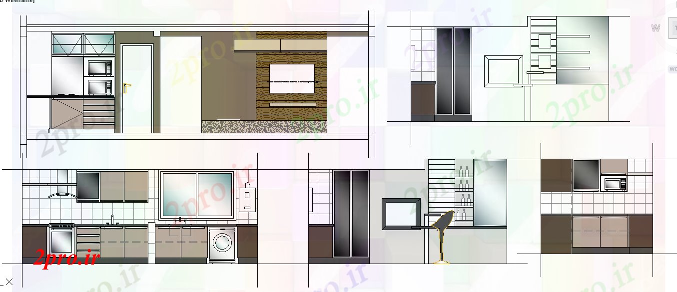 دانلود نقشه آشپزخانه طراحی آشپزخانه برای آپارتمان   (کد53205)