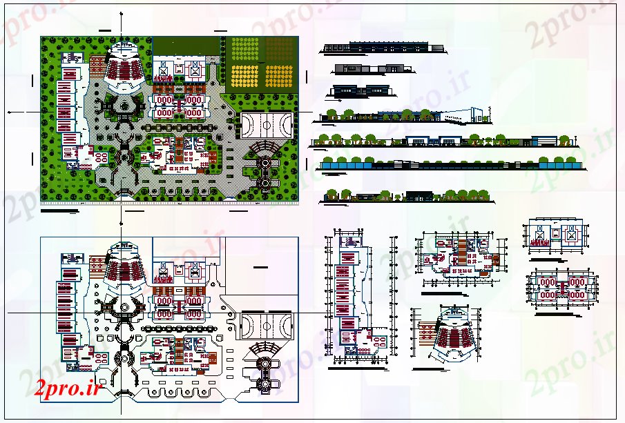 دانلود نقشه ساختمان دولتی ، سازمانی پروژه مرکز آموزش 56 در 76 متر (کد53207)