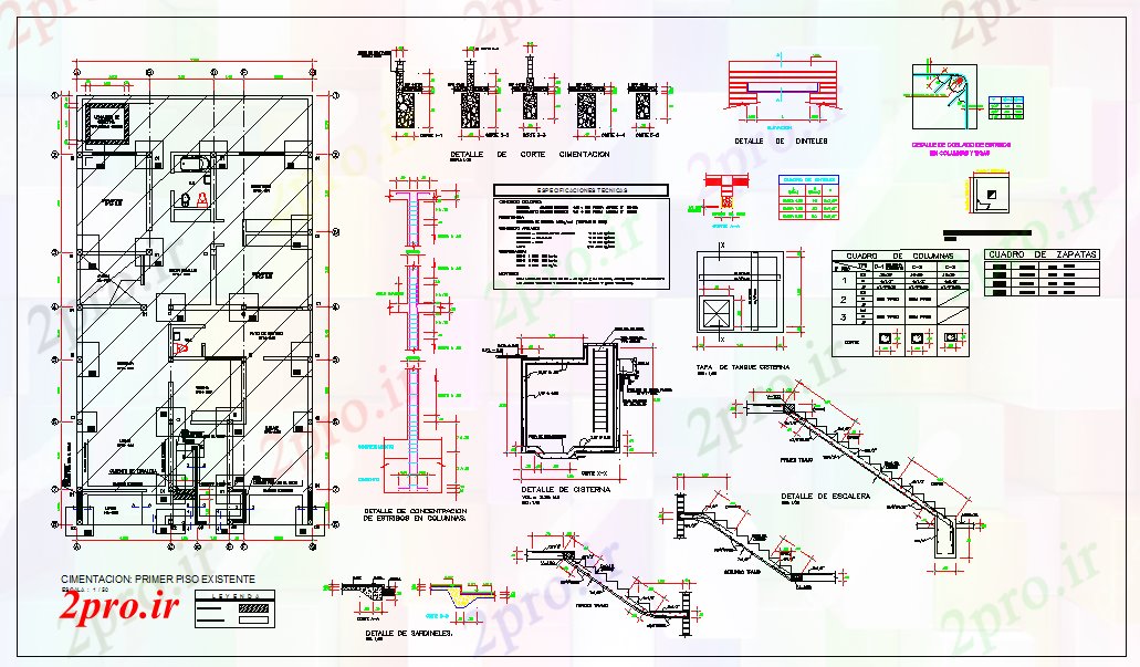 دانلود نقشه جزئیات پایه پروژه ساخت و ساز (کد53266)