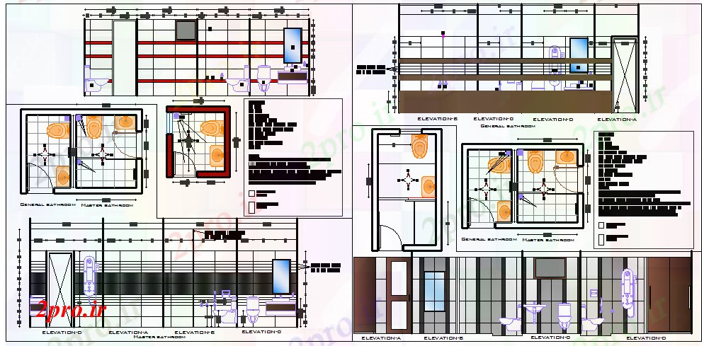 دانلود نقشه بلوک حمام و توالتحمام و توالت طراحی (کد53291)