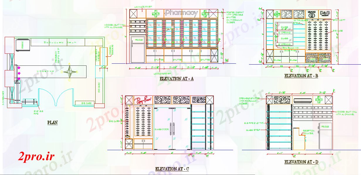 دانلود نقشه بیمارستان - درمانگاه - کلینیک طراحی آزمایشگاه 9 در 22 متر (کد53292)